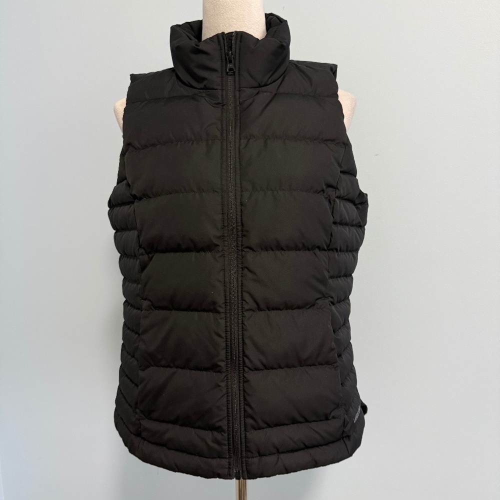 Lands End Women’s Down Black Zippered Puffer Vest Size M